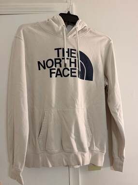 The North Face Men's Half Dome Pullover Hoodie in Cream Black Size Medium